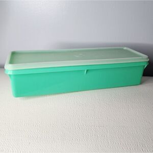 Retro Green Tupperware Rectangular Container with Lid Celery